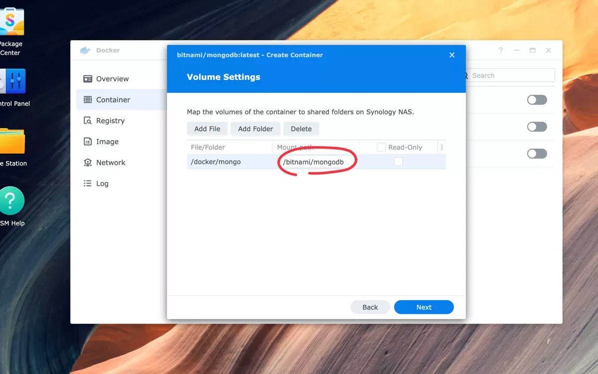 Volume settings - Directory mapping