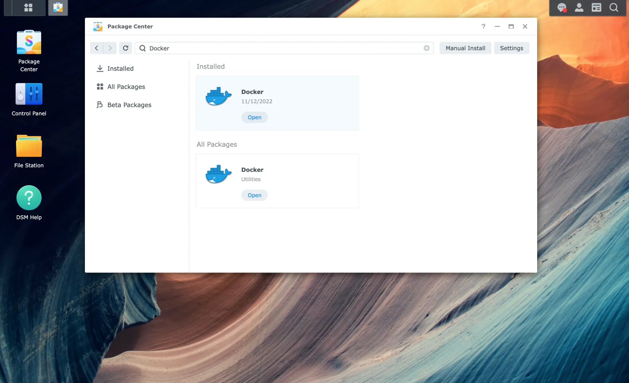 Synology NAS - Package Center - Docker